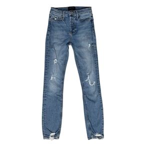 Black Orchid Joan Straight High Waisted Blue Distressed Skinny Jeans Size 24